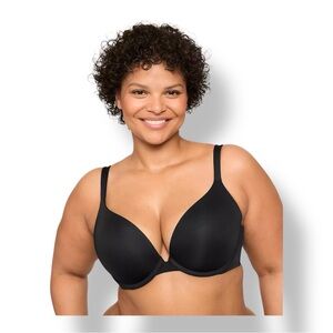 Cacique Women’s Smooth Boost Plunge Push-up Underwire Bra Black 42DDD